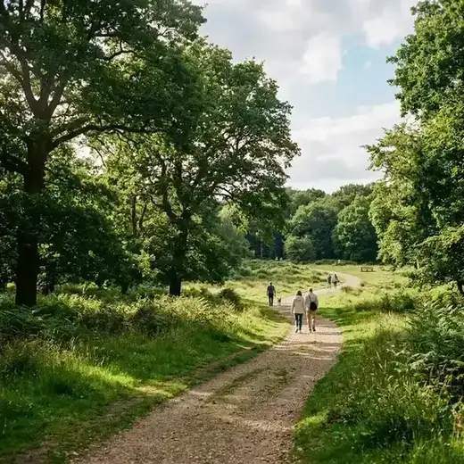 Wooded paths on Wimbledon Common, an everyday green-space draw for SW19 residents